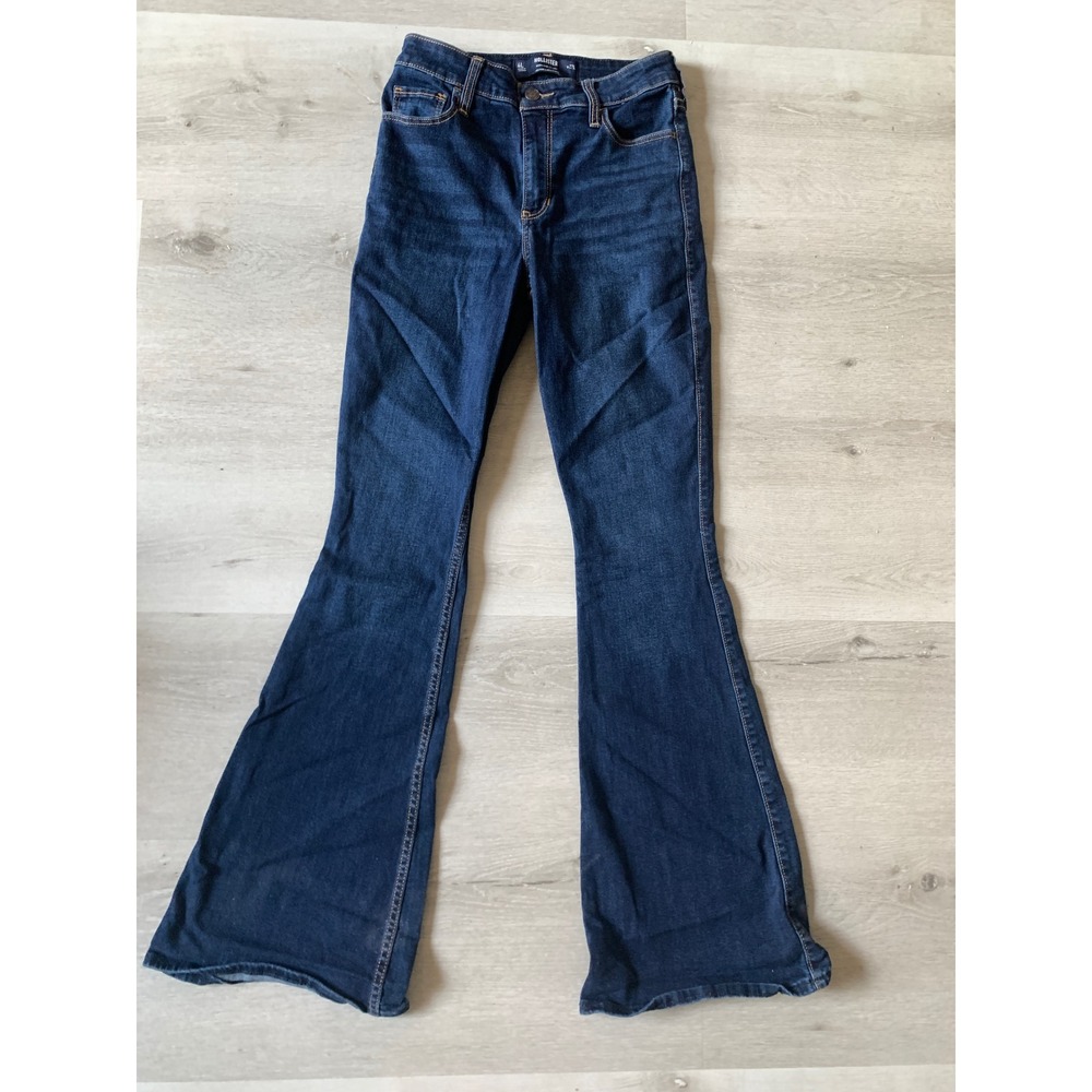 Hollister High Rise Flare Jeans Dark Wash Classic Stretch 4L W27L Boho Y2K